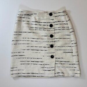 Ann Taylor White and Black Button-Accent Skirt